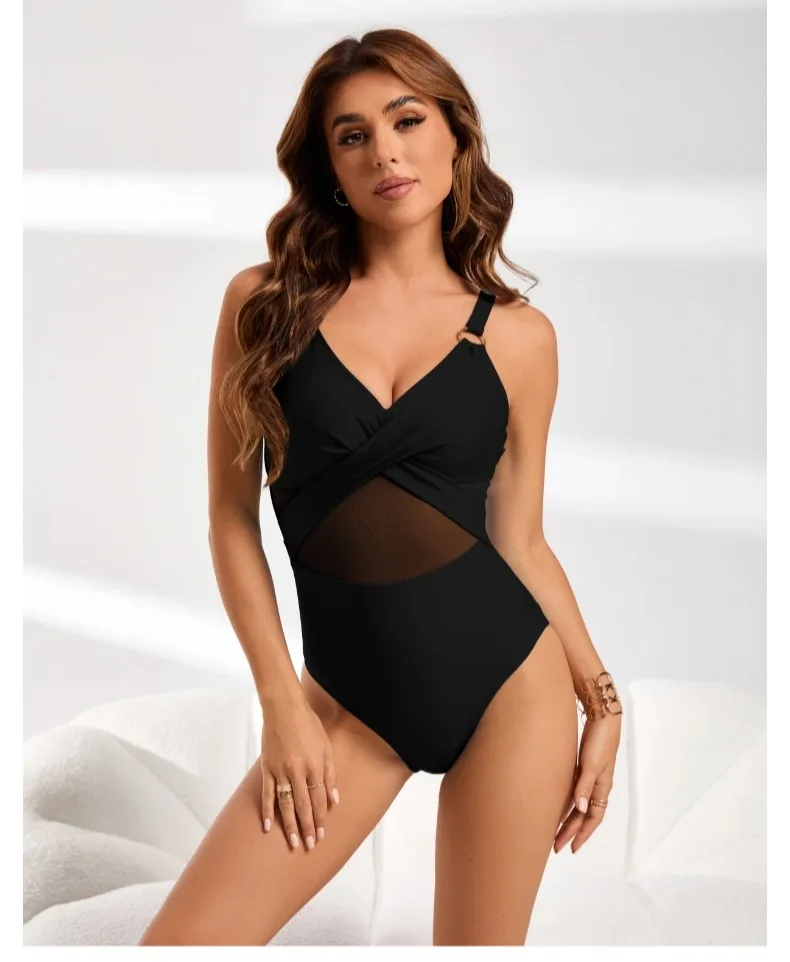 Maiôs femininos de uma peça com controle de barriga, trajes de banho de malha com cobertura total para mulheres