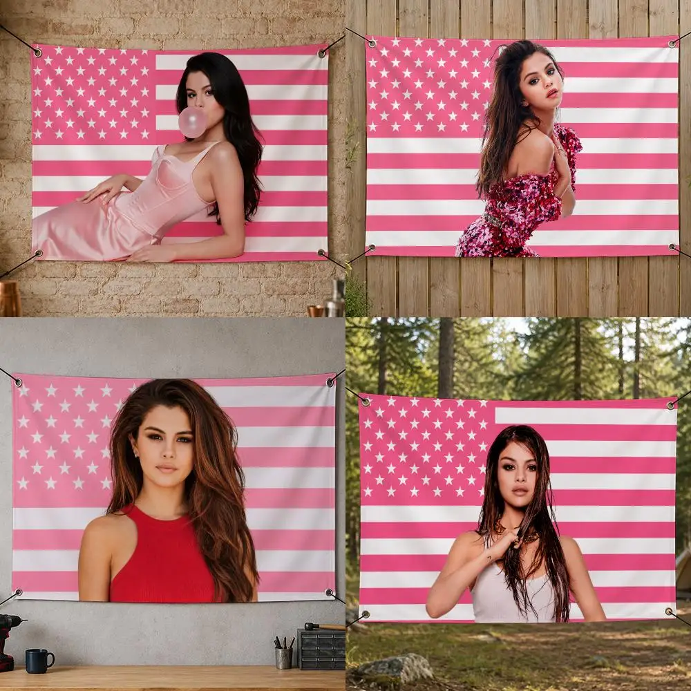 Music Iconic Beloved Awarded Star Talent S-Selena Gomez Flags Flag Banner for Bedroom Dorm Party Home Living Room Game Room Gift