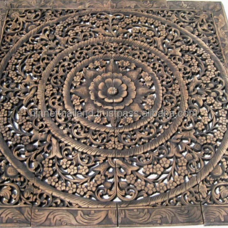 

Carved wood panel wall art