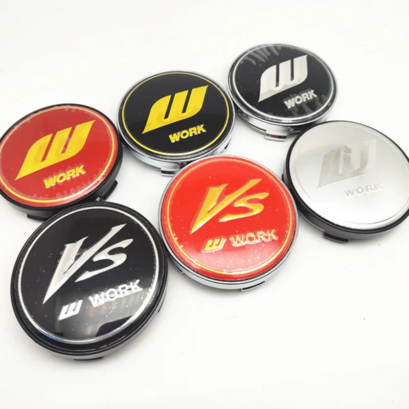 4pcs 60mm Wheel Center Hub Caps VS W Work Universal Rims Dust-proof Cover Hubcaps Emblem Car Styling