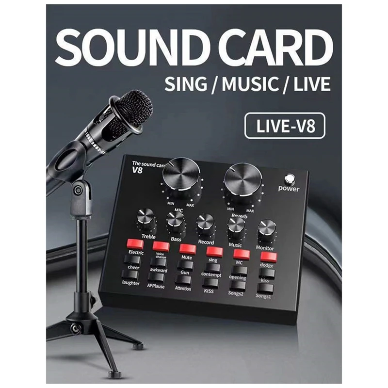 BM-800+V8 Sound Card Kit Replacement Podcast Equipment Bundle Voice Network Karaoke Diaphragm Condenser Microphone Karaoke Kit