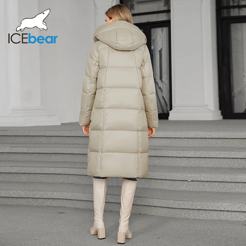 ICEbear 2024 chaqueta de plumón para mujer, gorro largo con forro, Clip, 2 piezas, cálido, suave, bolsillo grande, edredón con cremallera, chaqueta