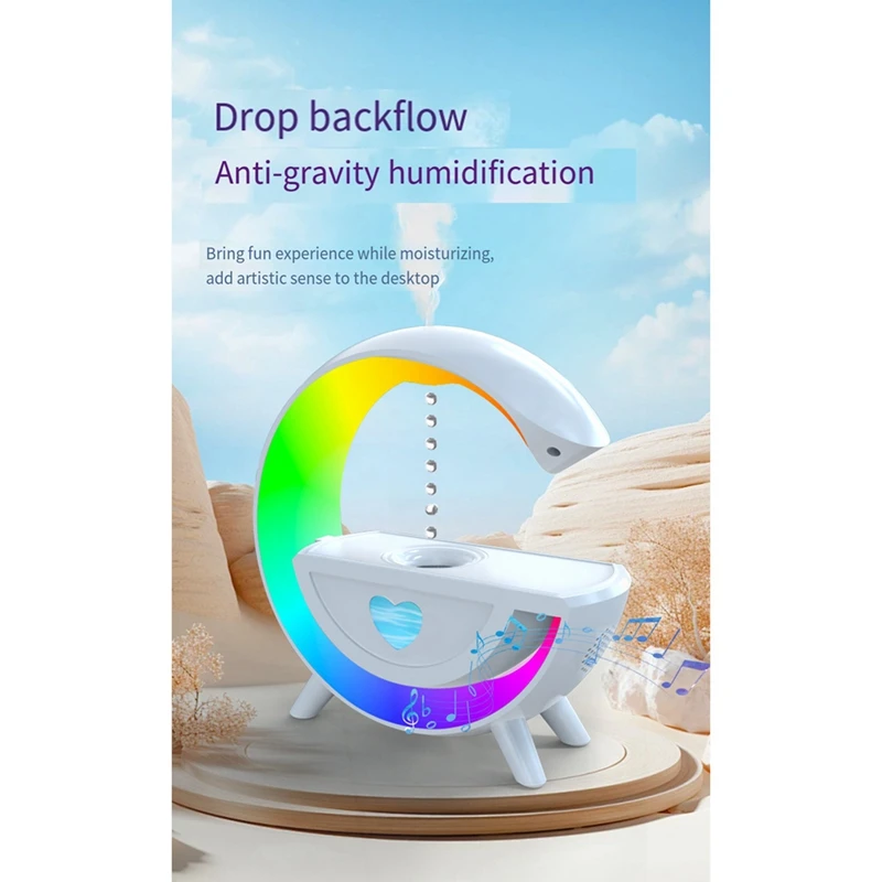 Anti-Gravity Air Humidifier 350Ml With Bluetooth 5.0 Speaker RGB ABS+PC For Home Office Humidifier