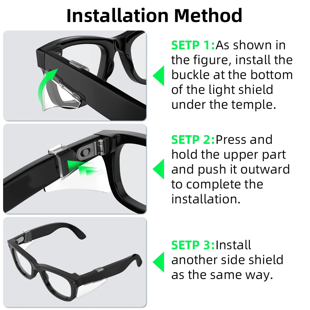 HIBLOKS دروع جانبية شفافة لـ Ray-Ban Meta Wayfarer/Skyler/Headliner (Gen1/2) & Oakley Meta HSTN ملحقات النظارات الذكية