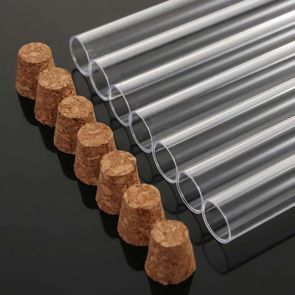 

Teaching Equipment Lab Supplies Laboratory Clear Plastic Test Tubes Storage Containers With Corks Caps Wedding Favor Gift Tube
