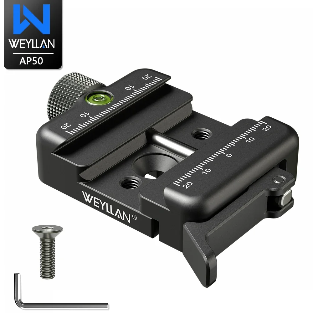 WEYLLAN AP50 Arca Swiss Picatinny Adapter Clamp do statywu Płytka szybkiego zwalniania Nato Rail Nadaje się do polowań fotograficznych na głowicy kulowej