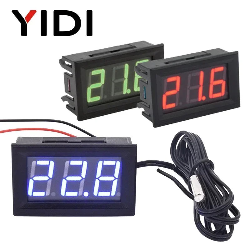 DC 5V-12V 0,56" LED Digital Thermometer Temperatur Detektor Monitor Panel Meter mit Sonde Sensor für Auto Inkubator Aquarium