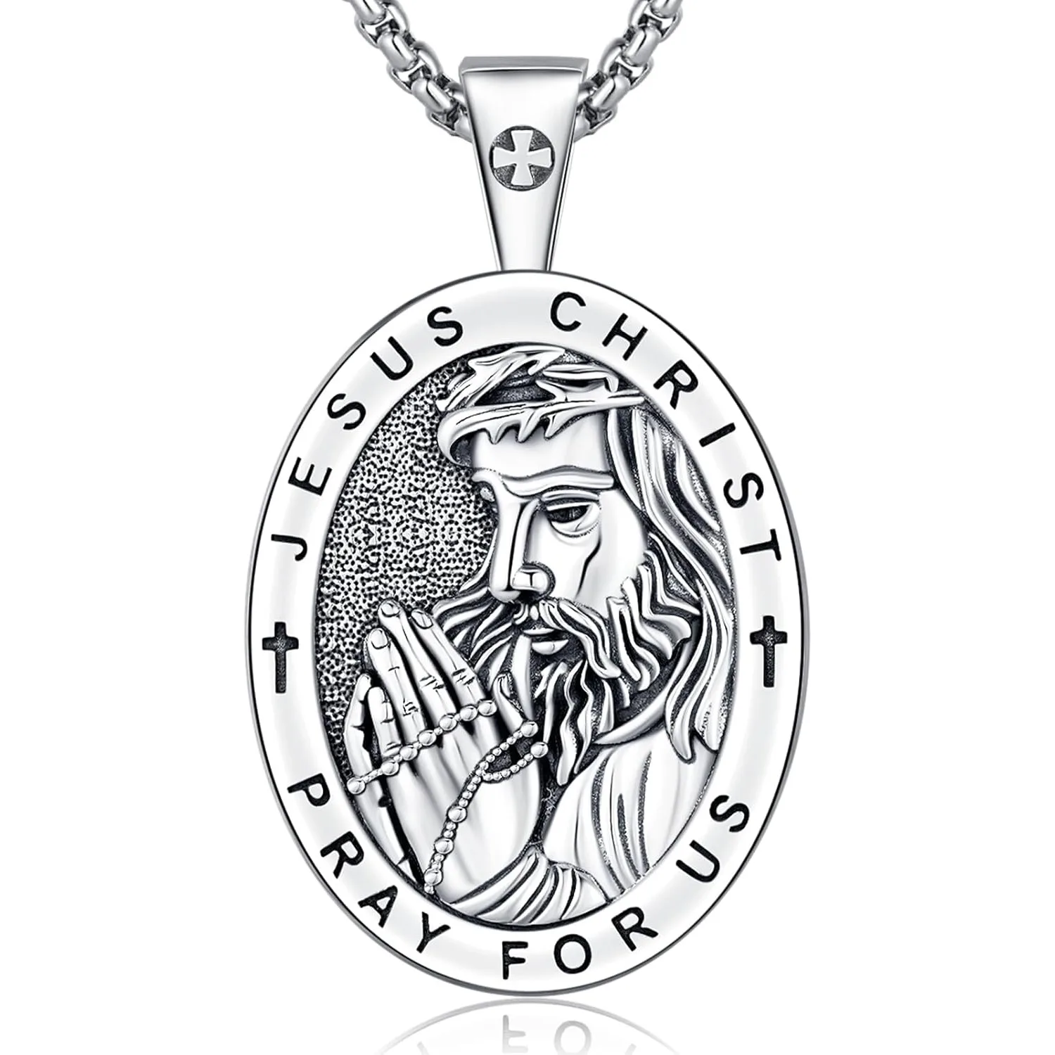 

Ожерелье с Иисусом, стерлинговое серебро 925, кулон с медалью Святого Валентина, ожерелье с Иисусом, защитный амулет, ювелирные изделия, подарки для мужчин и женщин, Рождество