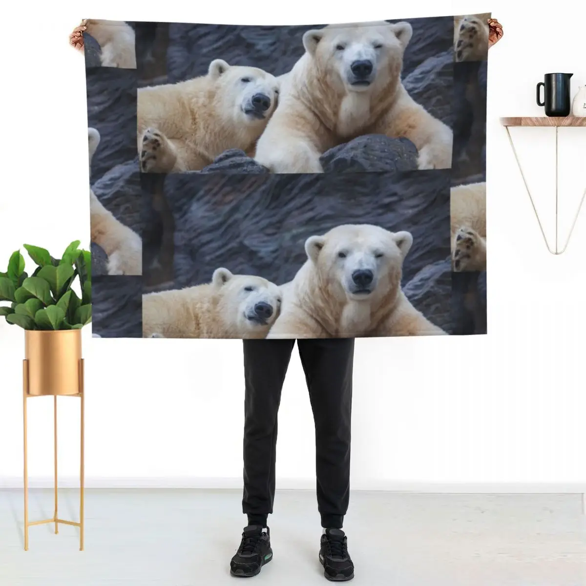 Polar Bears Snuggle II Throw Blanket Soft Plaid anime For Sofa Thin cosplay anime Sofa Quilt Soft Blankets