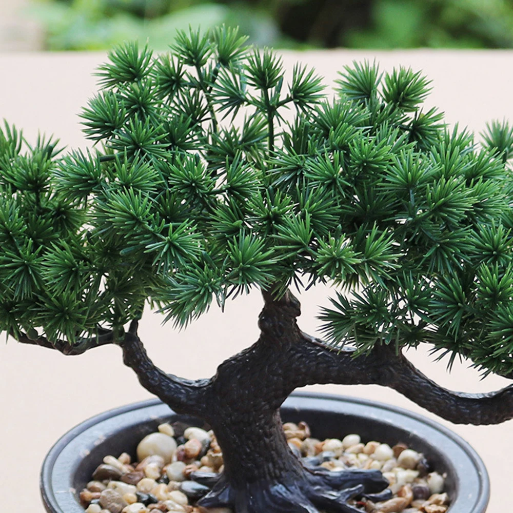 Artificial Plants Potted Pine Tree Bonsai Green Small Tree Plants Fake Potted Ornaments For Home Garden Decor