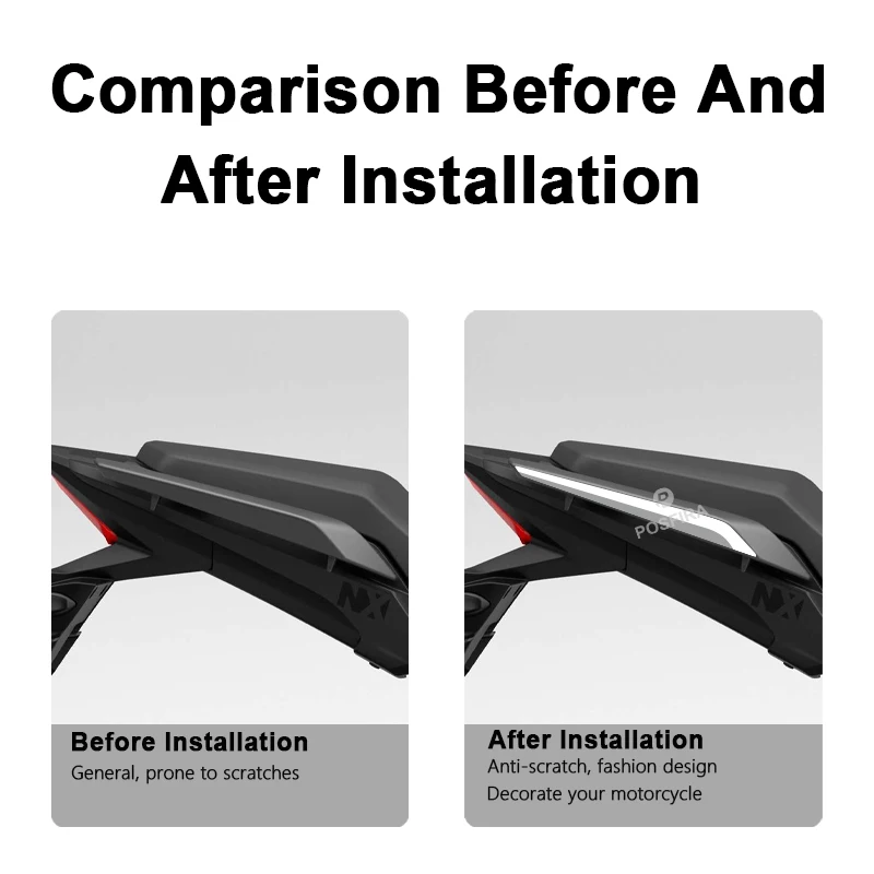 POSFIRA Motorcycle Passenger Handle Sticker Vinyl Decals for Honda NX500 NX 500 2024 2025 Rear Seat Grab Decoration Accessories