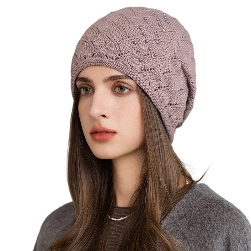 ‌Female Elastic Beanie Hat Ready to Ship Winter New Knitted Pull-Over Hat Postpartum Headwear ‌Women Warm Caps