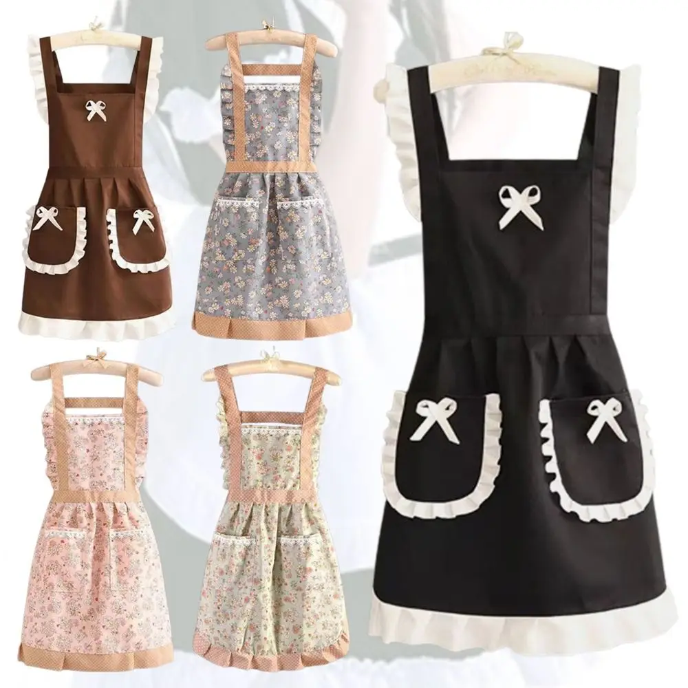 Women Japanese Apron Cross Back Apron Cute Maid Dress Apron With Waistband Housework Baking Florist Dress Kitchen Cooking Aprons