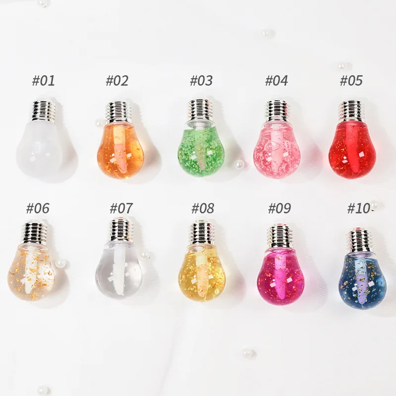 Small Bulb Shape Lip Gloss Fruit Essence Lip Balm Lip Oil Moisturizing Mirror Lip Gloss Transparent Lipstick Primer Makeup