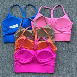 Solid Color Women Y shape Fitness Sport Bra soft High Strength Tight Top Comprehensive Training Gym Yoga Underwear With Chest Pa