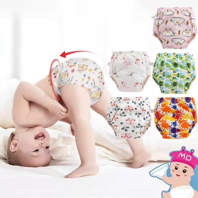 3 ST 6 Layer Waterdichte Herbruikbare Baby Trainingsbroek Baby Shorts Ondergoed Doek Babyluier Luiers Slipje Nappy