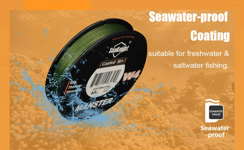 SeaKnight Brand W4 Serie Ultra-dünne 4-Strang-Angelschnur 300M 500M Stärkere UV-beständige Salzwasser-resistente Si+beschichtete Geflechtschnur – Detail 7