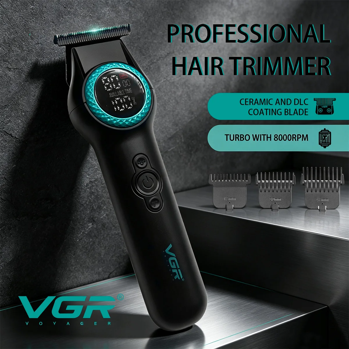 VGR Haartrimmer Fachmann Barbier Haarspange Elektrisch 8000 U/min Haarschneidemaschine Haarschnitt Schnurlos Trimmer für Männer V-990