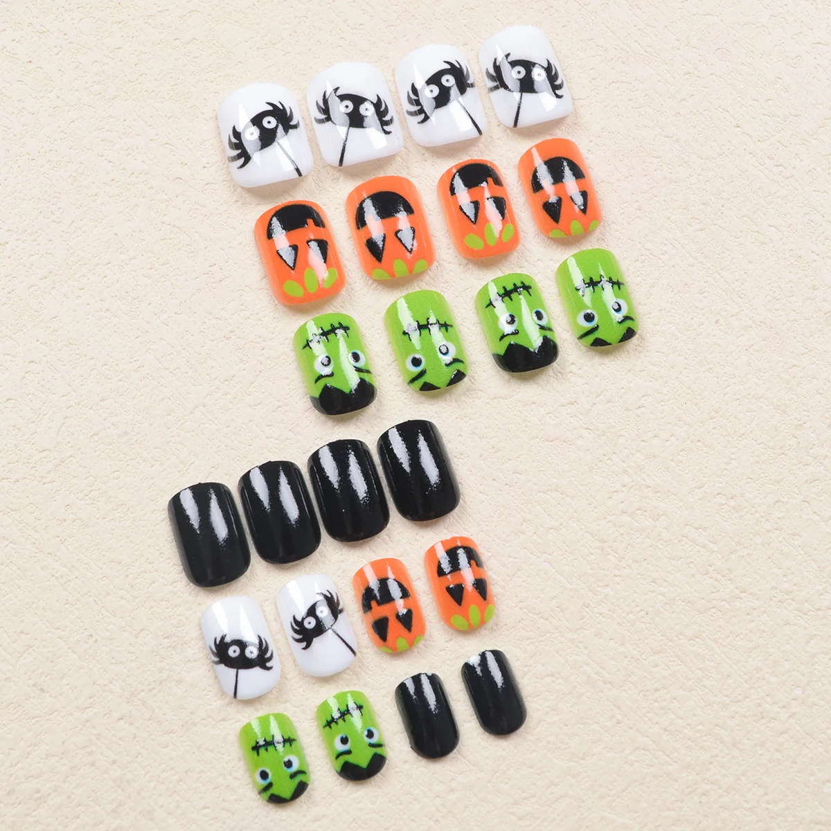 Unhas Postiças Oval Curtas, Série Halloween, Bonito, Aranha, Abóbora, Patch Pattern, Estilo Bonito Nail Patches, 24pcs