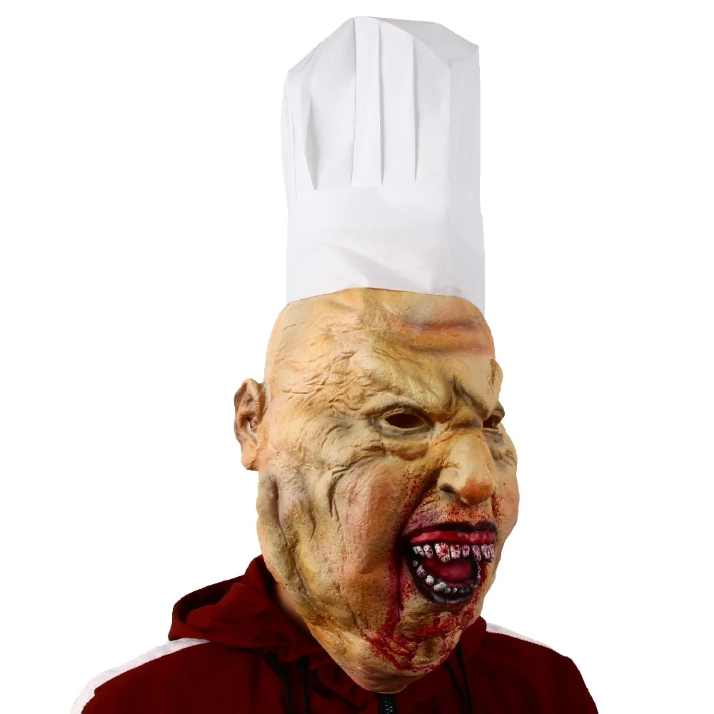 Scary Bloody Butcher Mask Halloween Haunted House Prank Prop Cosplay Party Men's Meateater Mask Horror Cannibal Demon Latex Mask