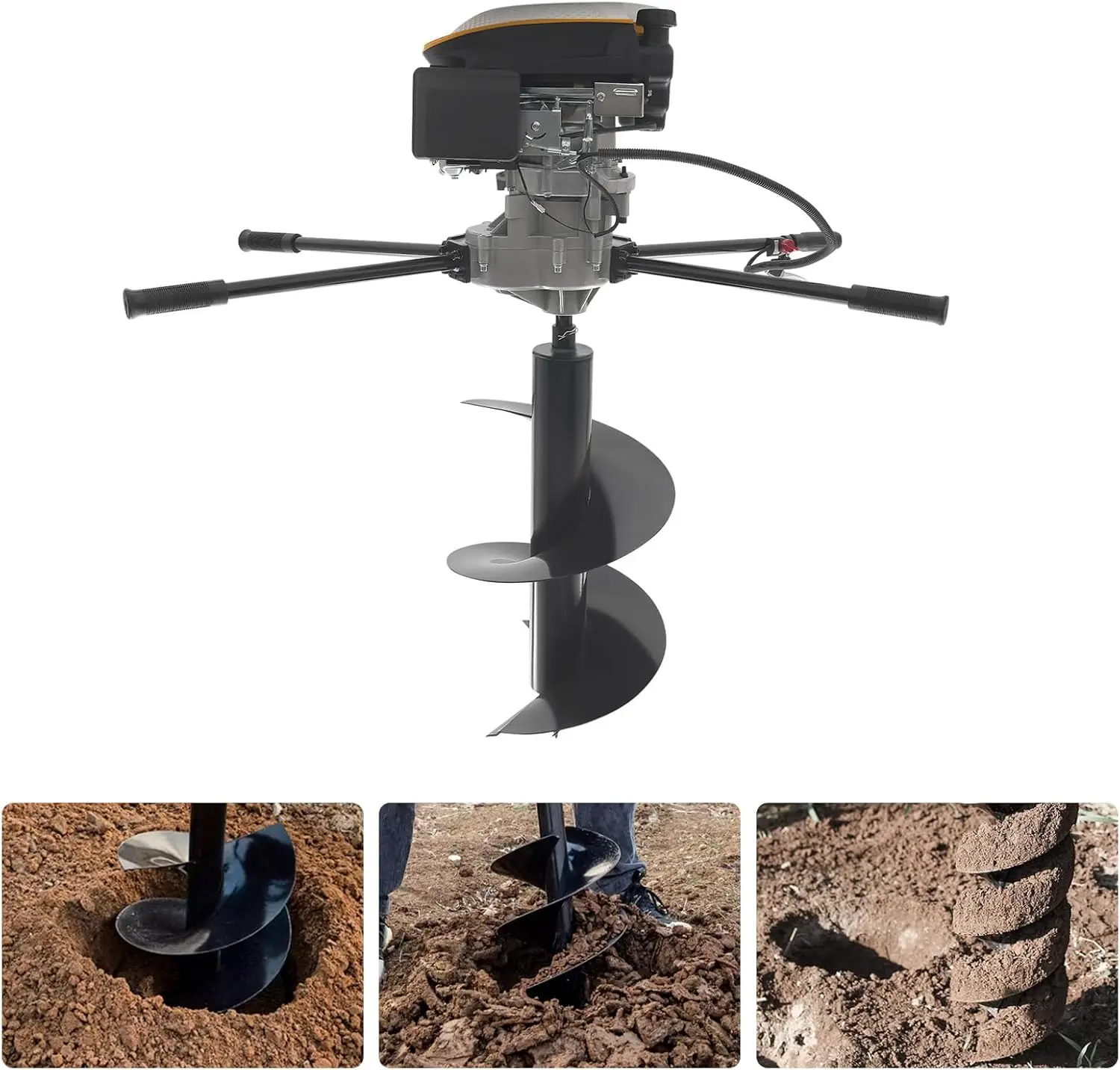 Auger Post Hole Digger Gas Powered Auger,4 Stroke Hole Digging Machine,Heavy Duty Earth Digging Machine,Two Man Earth Digging