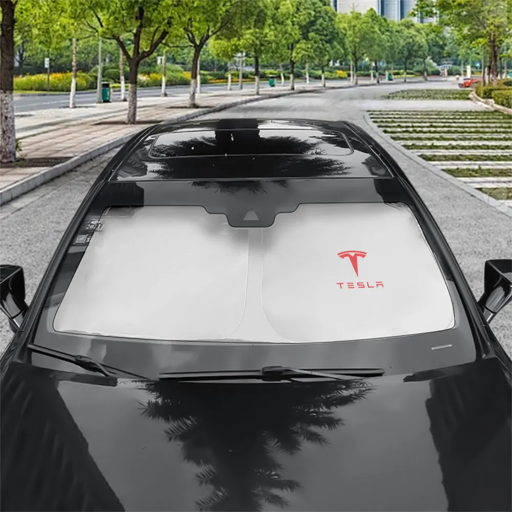 Car Front Windshield Sun Visor Foldable Sun Shade Cover for Tesla Model Y Model 3 2017-2023/MODEL3 Highland 2024 Model S Model X