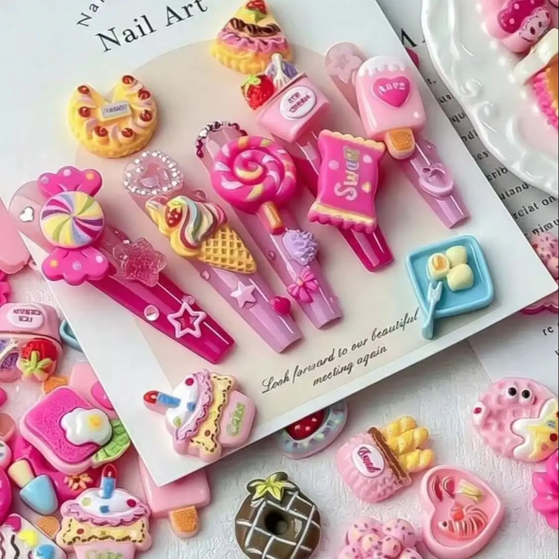 50Pcs 50Pcs Kawaii Pink Dessert Resin Charms Mixed Donut Cake Candy Flatback Cabochons DIY Hair Clip Phone Case Decoden Supplies - Aliexpress Deal