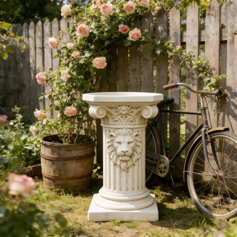 Hand Painted Resin Corinthian Lion Head Column Base Stylish Decorative Pillar for Home Garden Interior Design Customizable