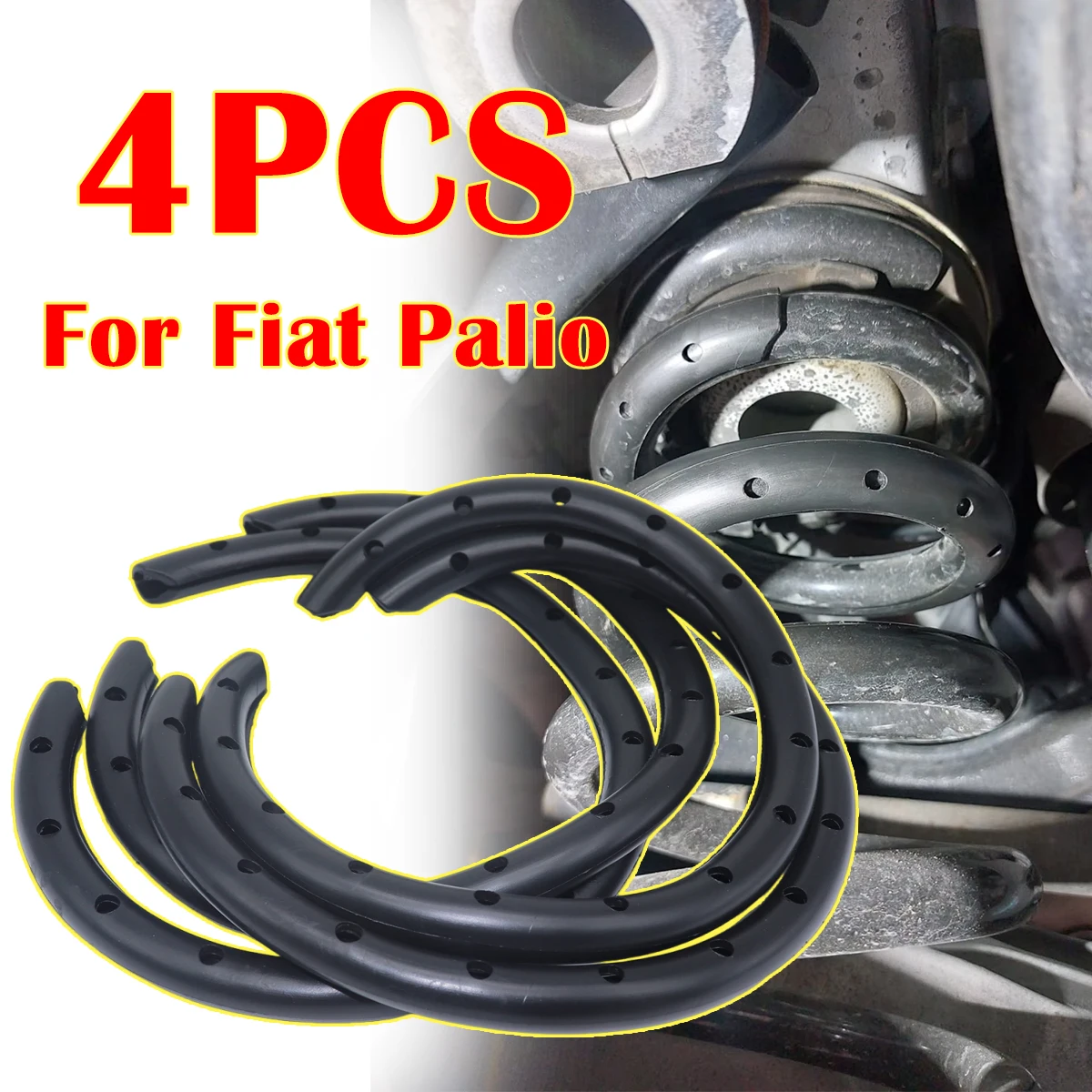 4 Piezas de Aisladores de Resorte Helicoidal para Fiat Palio, Funda de Goma para Suspensión Delantera y Trasera, Reductor de Ruido, Protector, Accesorios