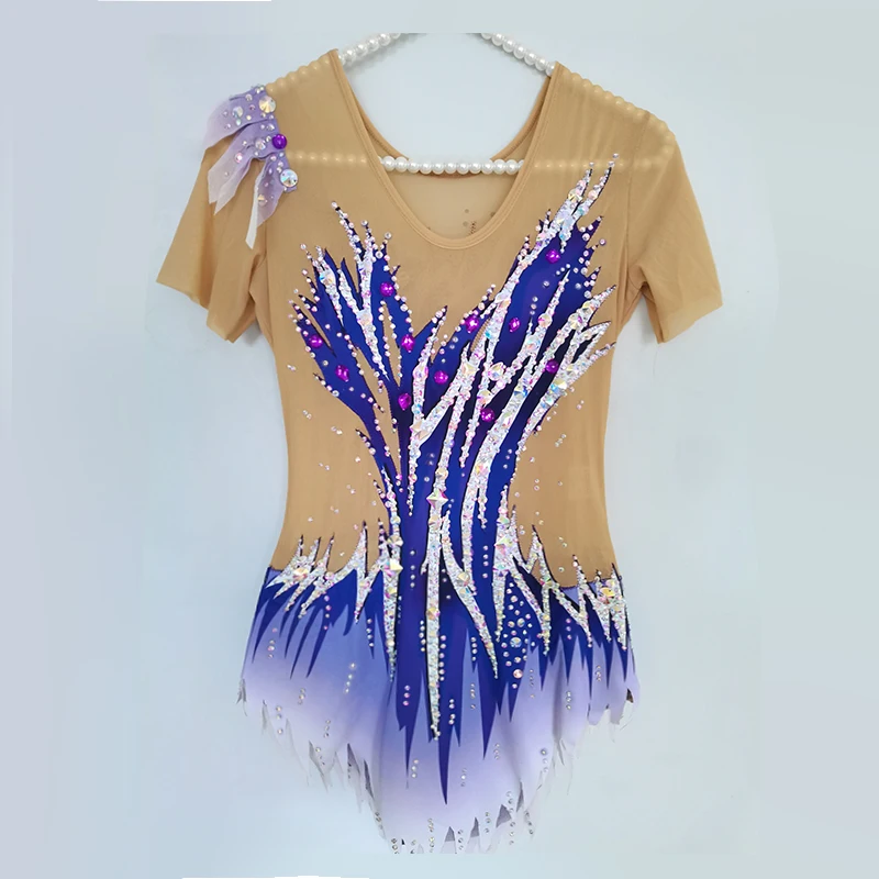 LIUHUO Women Girls Purple Competition Dance Costumes Teens Rhythmic Gymnastic Leotards Dancewear Wholesale BD1099