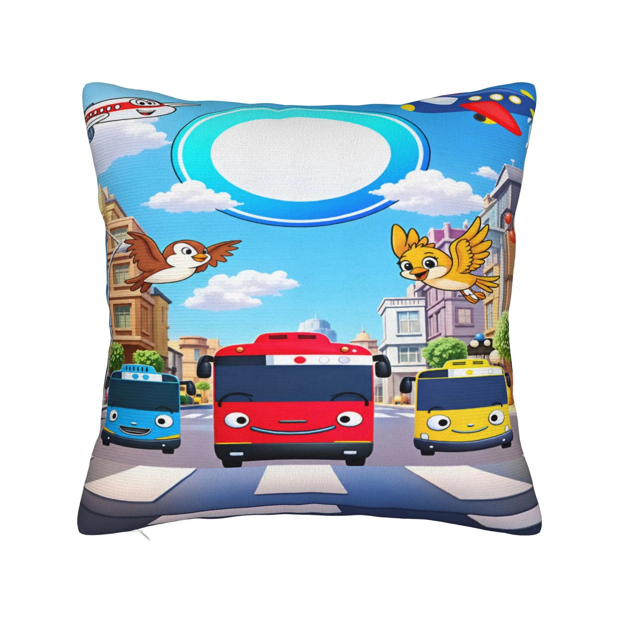 Pillow Case  T-Tayo the L-Little Bus  Soft  Pillow Cover For Couch Sofa Bedroom Kawaii Pillowcases