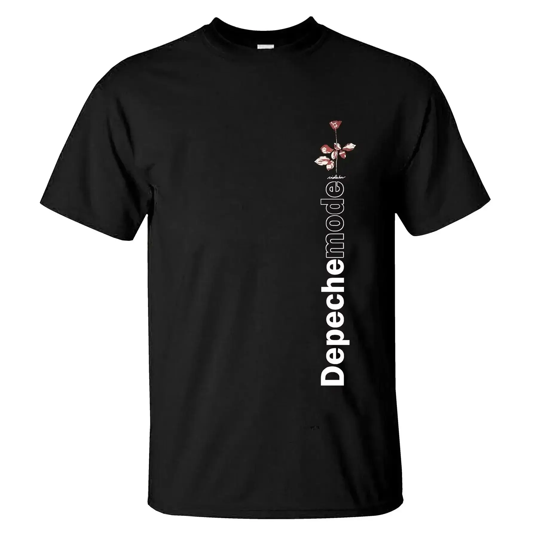 Hip Pop Amazing Rose Tops Schwarz von Depeche Mode Print Baumwolle Sport T-Shirt Lässig Übergroß Lässig Grafik Streetwear Unisex