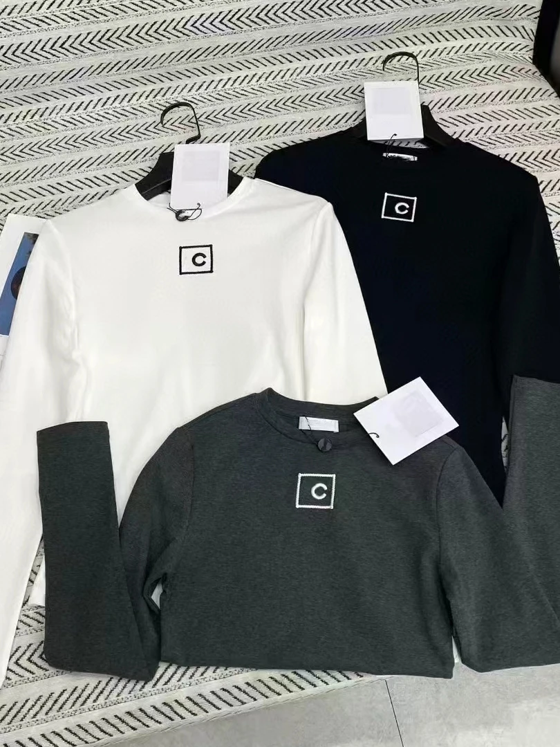 

Women's New Arrival Casual Fashionable Versatile Long-Sleeve Color-Block T-Shirt with Round Neck