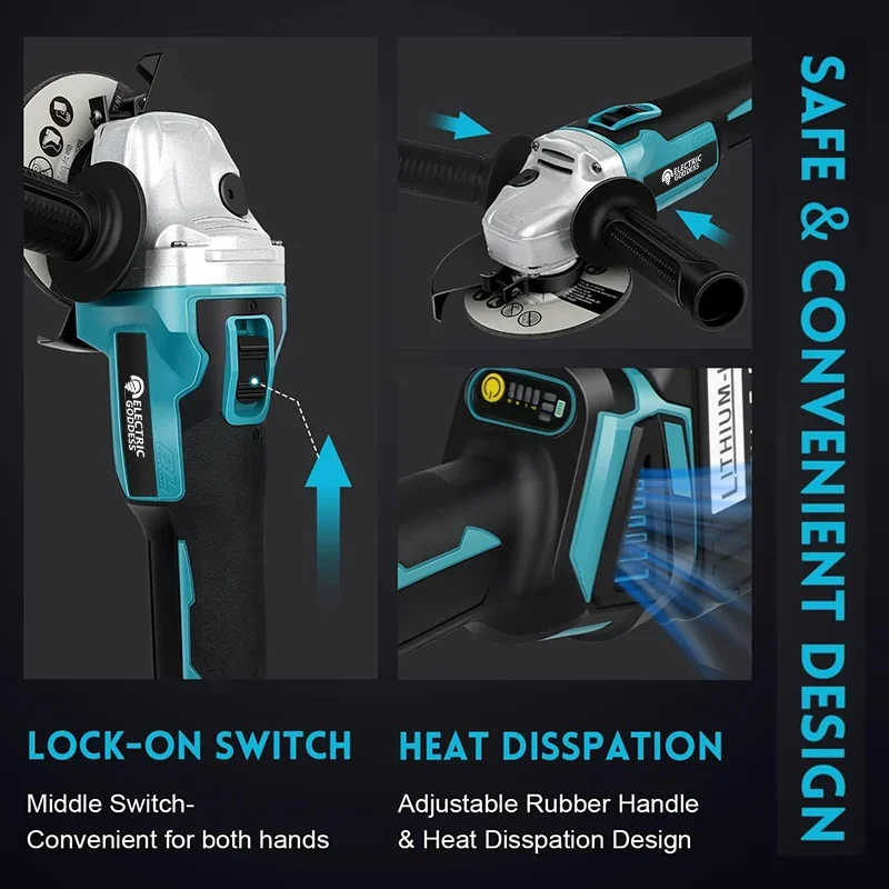 125/100mm Brushless Angle Grinder Polishing Cutting Machine Cordless Angle Grinder Tool For Makita 18V Battery Pins