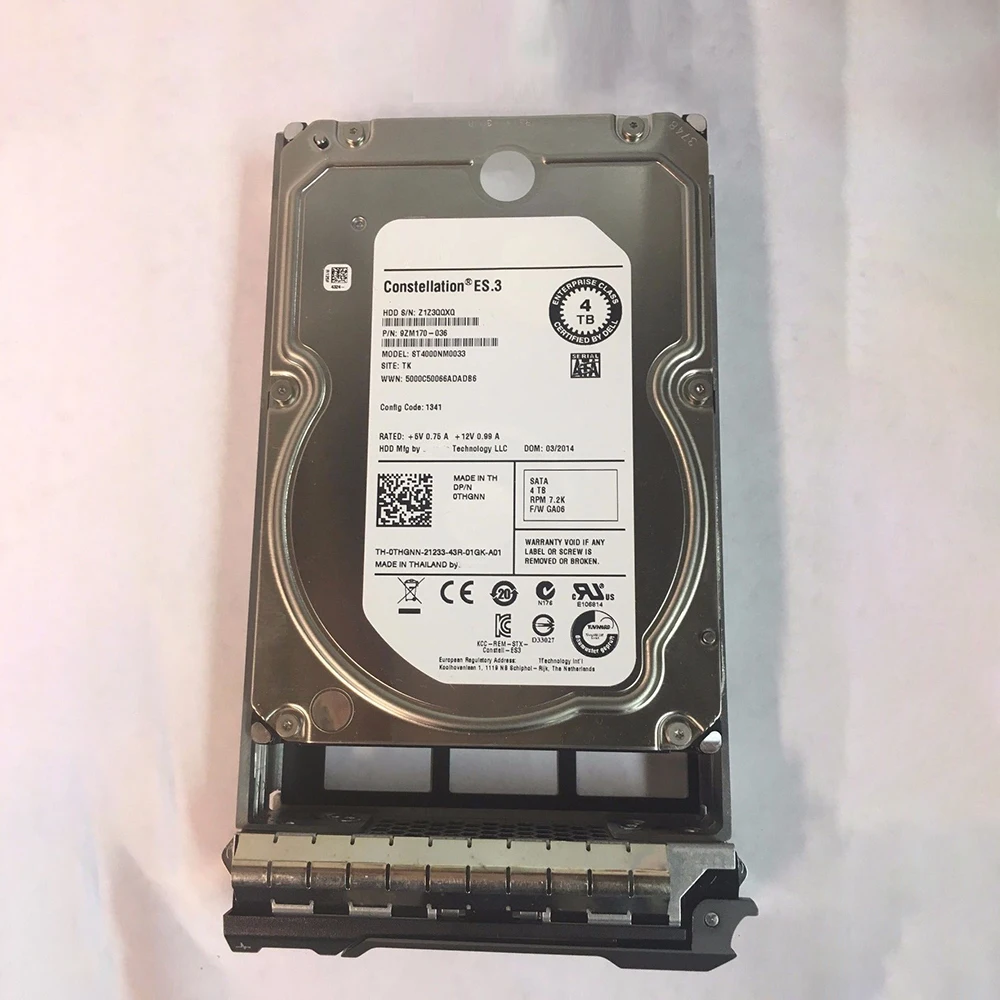 ST4000NM0033 ฮาร์ดดิสก์เซิร์ฟเวอร์ HDD 0THGNN 4T 7.2K SATA 3.5" ฮาร์ดไดรฟ์ 6G