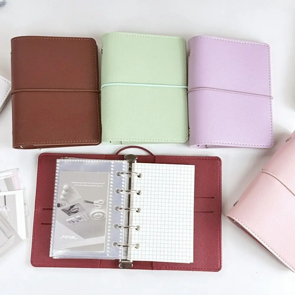 M5 Size Mini Loose-leaf Notebook 5-Ring Binder Photo Display Ring Binder Album Faux Leather Card Collection