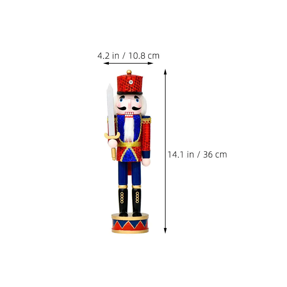Traditional Wooden Nutcracker Statue Christmas Decor Featuring Intricate Handpainted Details Vibrant Festive Color Palette