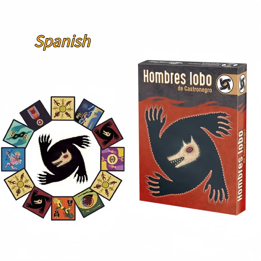 このスペイン語の狼男カードゲームは、欺瞞と推理の要素を組み合わせた、隠された身分のゲームです。