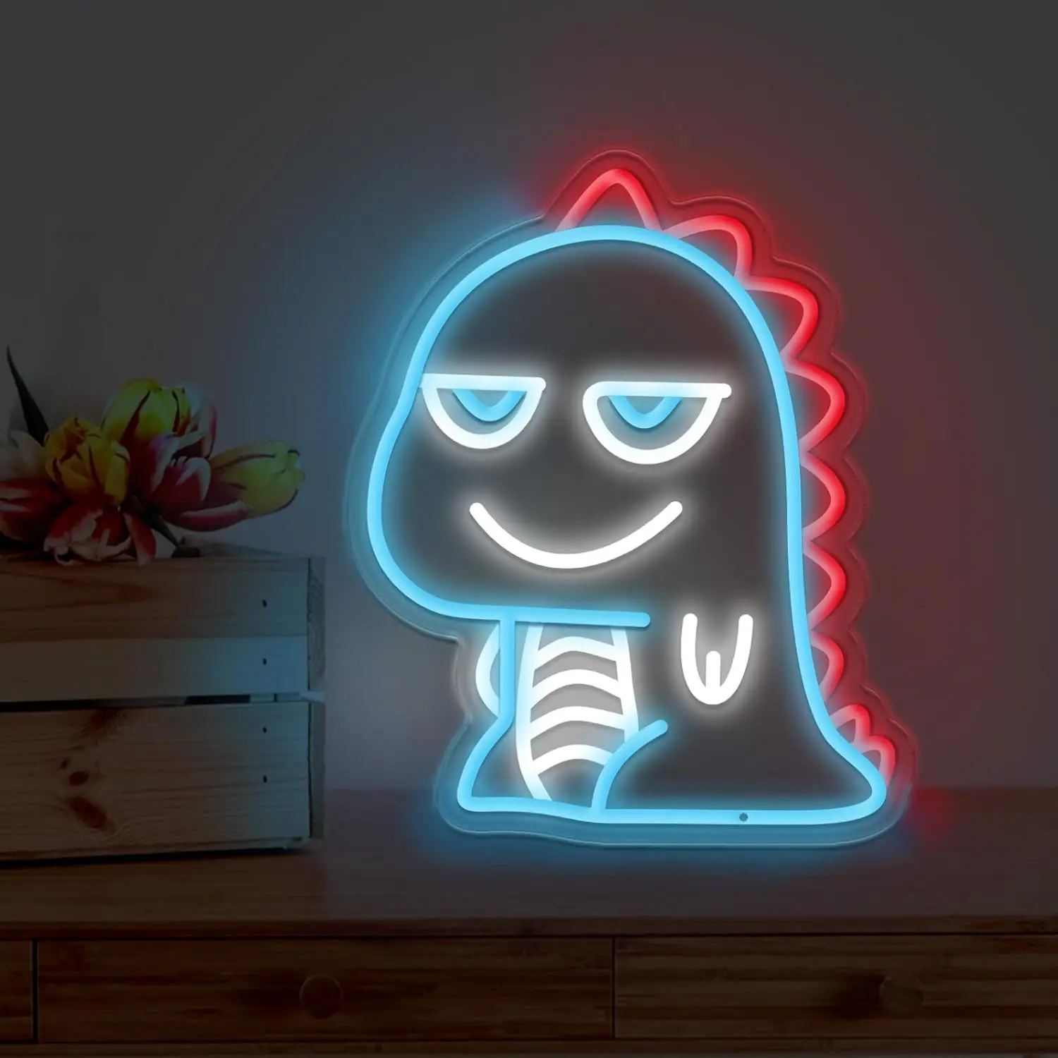 Cute Dino Neon Sign LED Wall Art USB Powered Acrylic Funny Dinosaur Glow Aesthetic Bedroom Kids Room Game Zone Chill Vibes Decor