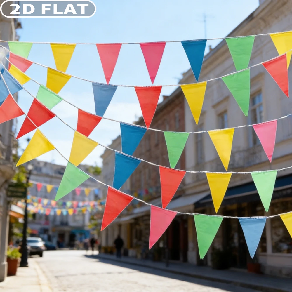 

2D FLAT 100pcs, Party Banner Polyester Flag Triangle Family Street Decoration, Triangle Color Flag Used for Celebration Flags.