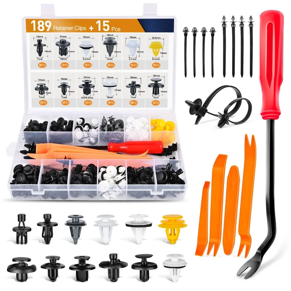 

189 шт. автомобильные пластиковые заклепки, крепежные детали, комплект фиксаторов для авто обшивки панели, зажимы для крыльев