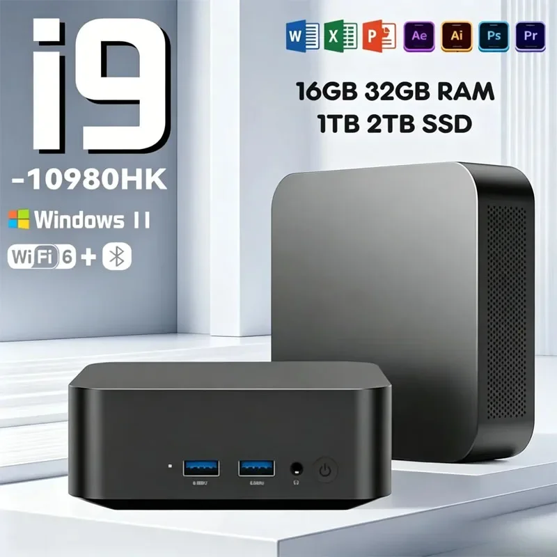 2026 Mini PC Core I9 10980HK Windows 11 Pro Desktop Pc Gaming Computer 16GB 32GB RAM 1/2TB SSD WiFi6 BT5.2 4K HD Gaming Mini PC