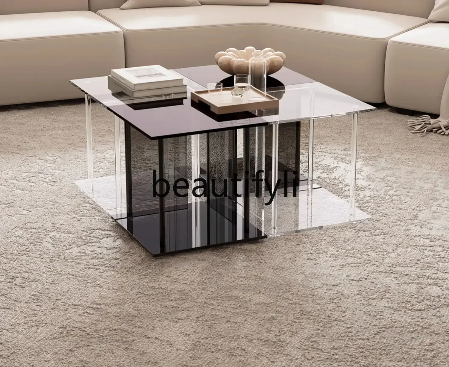 

ss D Acrylic coffee table modern minimalist creative small side table light luxury high sense minimalist