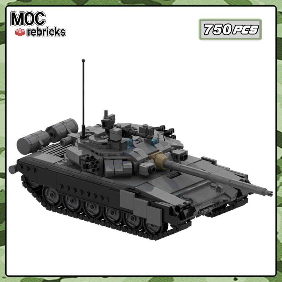 MOC 밀리터리 시리즈 T-90A 메인 배틀 탱크 브릭 모델, 하이테크 군사 기갑 자동차 빌딩 블록 세트, 어린이 장난감 선물