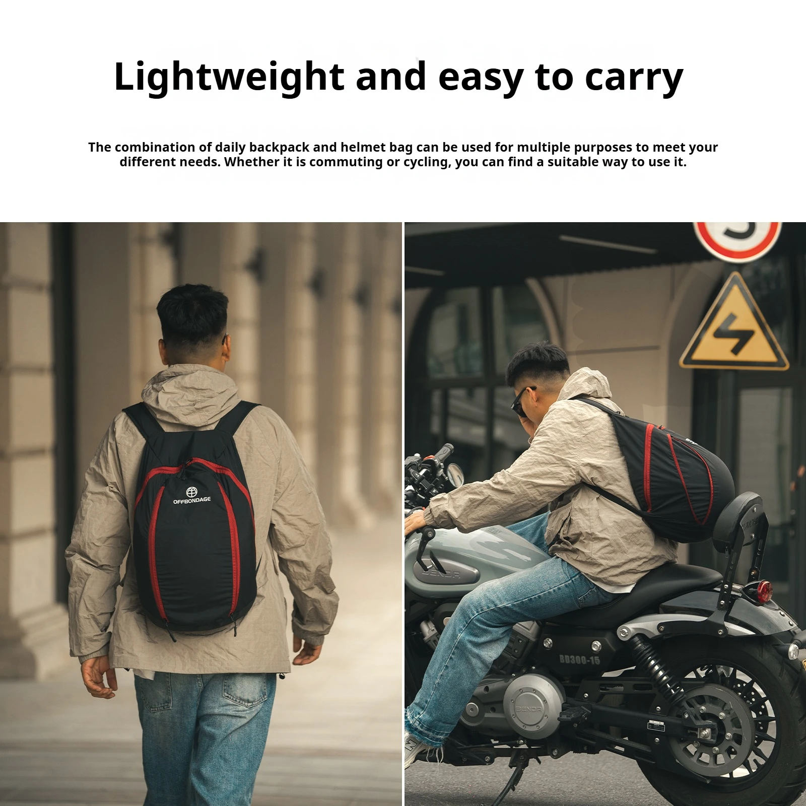 

OFFBONDAGE Motorcycle Helmet Bag Backpack Foldable Portable Lightweight Waterproof Large Capacity Backpack Accessories