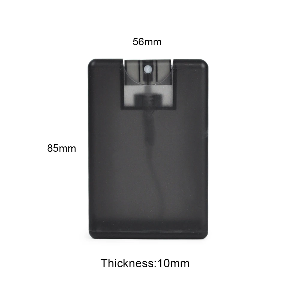 50 Uds Mini negro blanco 20ml desinfectante de manos bolsillo Perfume tarjeta de crédito muestra botella pulverizadora