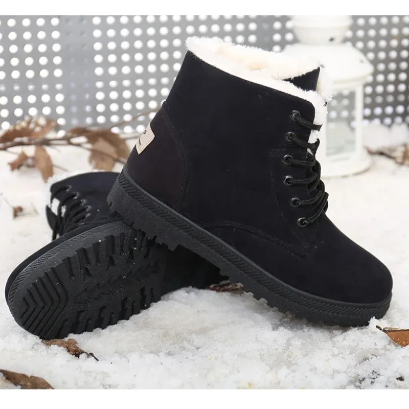 

2026 Winter Shoes For Woman Snow Boots Low Heels Ankle Winter Black Footwear Female Women's Warm Fur Botas Mujer
