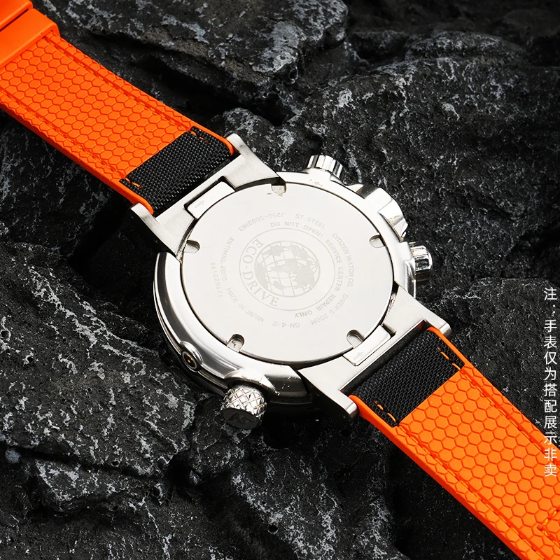 Para Citizen Big Monster BN2021 BN2024 correa de goma modificada/BN2029N cadena de reloj deportivo de goma impermeable y resistente al sudor para hombres