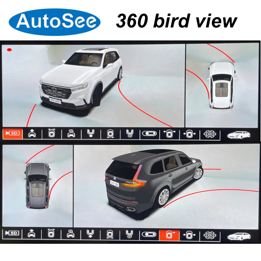 suit orignial OEM monitor CANBUS 2024 for Honda Pilot 360° camera 3D bird eye Panoramic view Front rear side Surround reverse