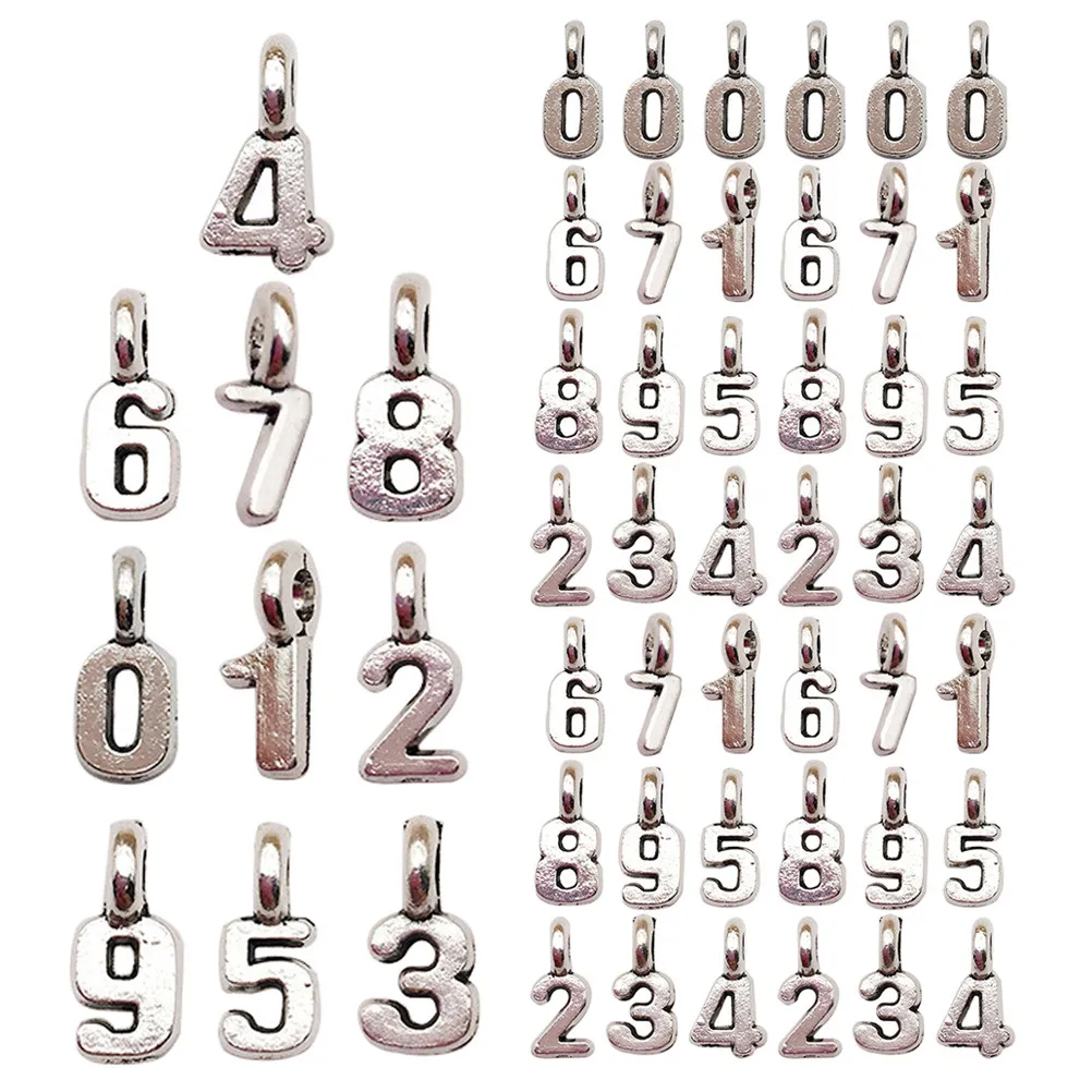 100Pcs Number Alloy Pendant Charms Versatile DIY Jewelry Making Bracelets Necklaces Keychains Graduation Crafts Accessories